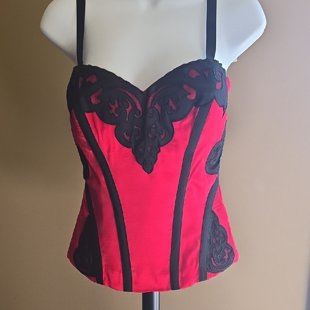 bebe Red Black Corset Ultra Seductive BUSTIER XS NWT (removable straps) - Picture 3 of 9
